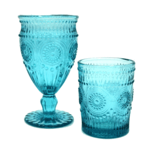 conjunto de Vaso y Copa Azul