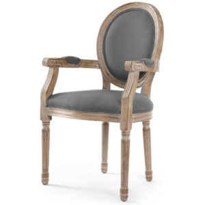 Silla de madera y lino gris