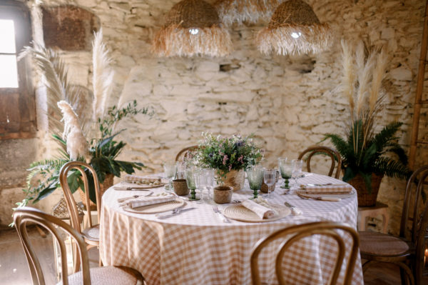 Servilleta vichy beige y blanco - Imagen 4