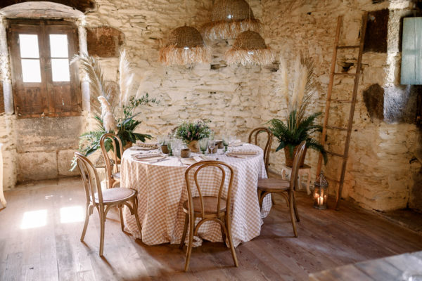 Mantel vichy beige y blanco - Imagen 3