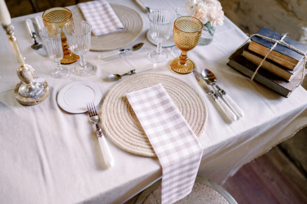 Servilleta vichy beige y blanco - Imagen 2