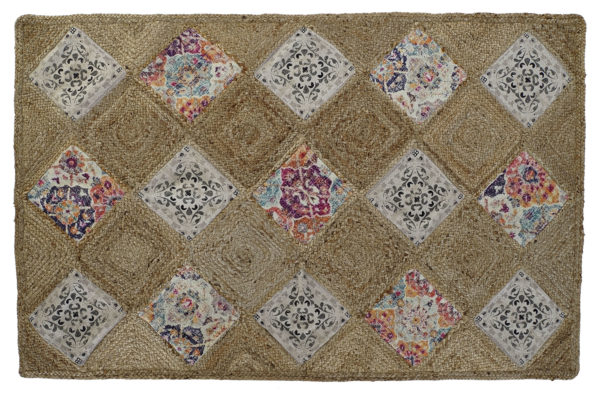 Alfombra yute rectangular estampado