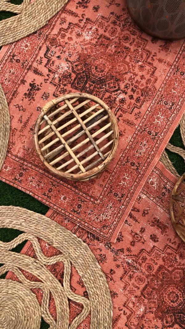 Alfombra pasillera estampada teja