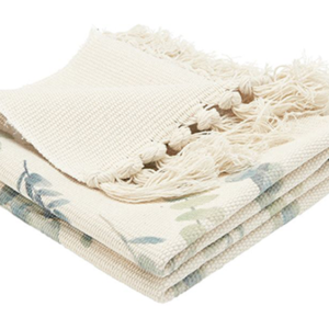 Alfombra beige estampado eucalipto