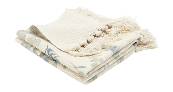 Alfombra beige estampado eucalipto