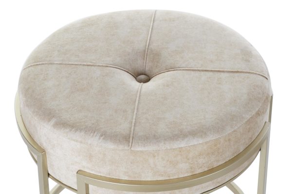 Taburete terciopelo beige y dorado - Imagen 2