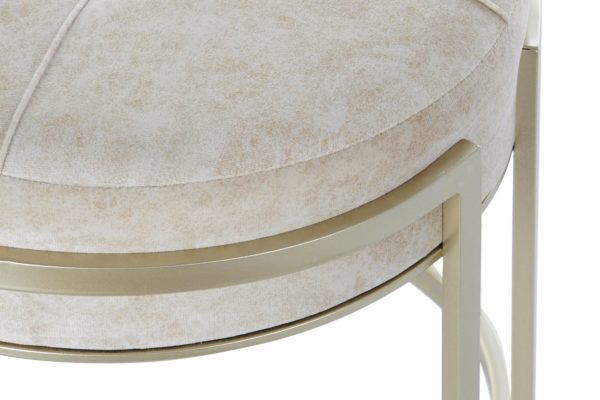 Taburete terciopelo beige y dorado - Imagen 3