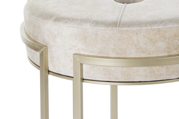 Taburete terciopelo beige y dorado - Imagen 4