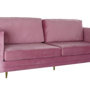 Sofá tres plazas rosa terciopelo