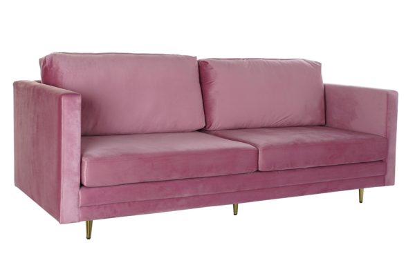 Sofá tres plazas rosa terciopelo