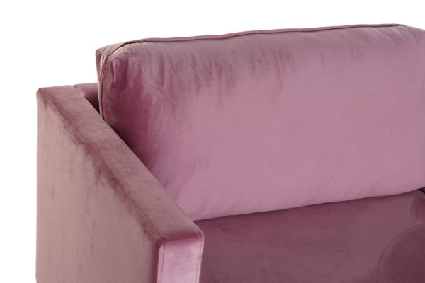 Sofá tres plazas rosa terciopelo - Imagen 4