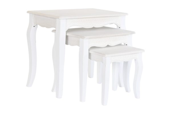 Set tres mesas blancas de madera