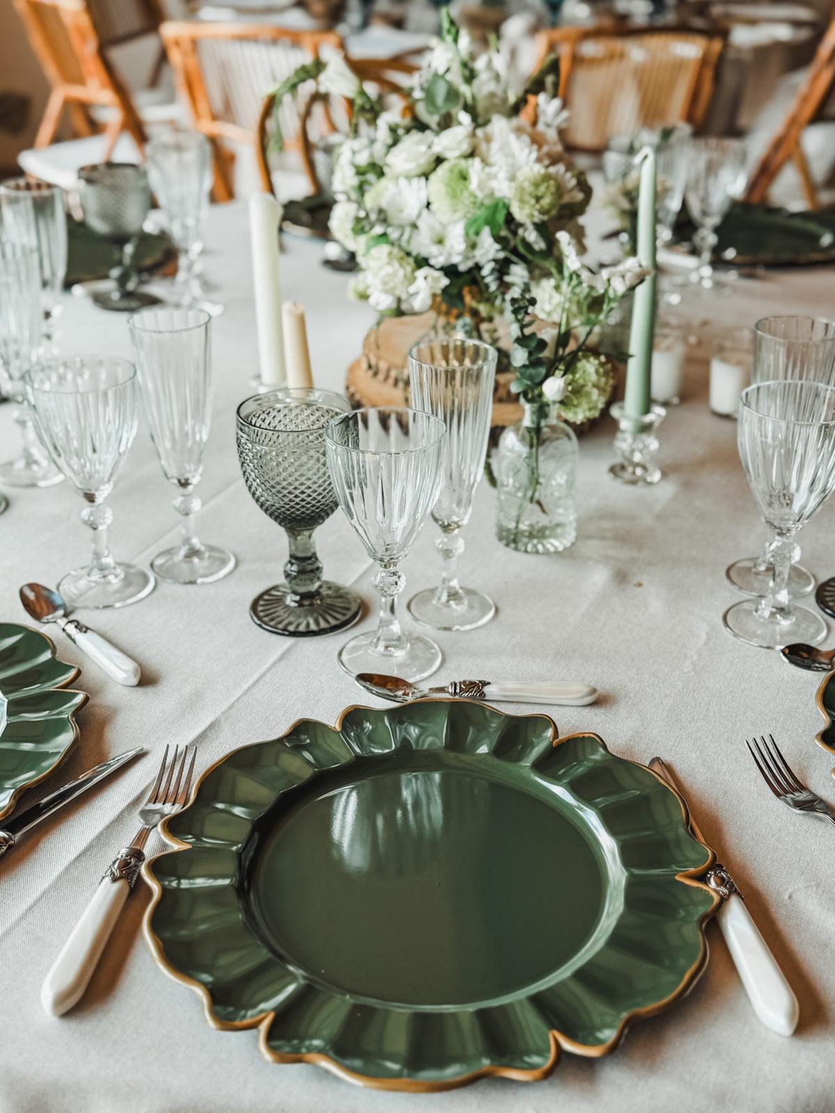 Bajoplato verde ribete dorado - Imagen 2