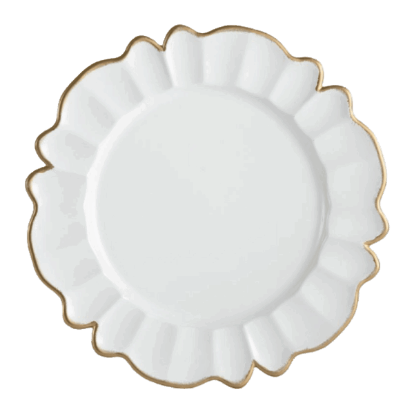 Bajoplato blanco ribete dorado