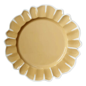 Bajoplato mostaza ribete blanco