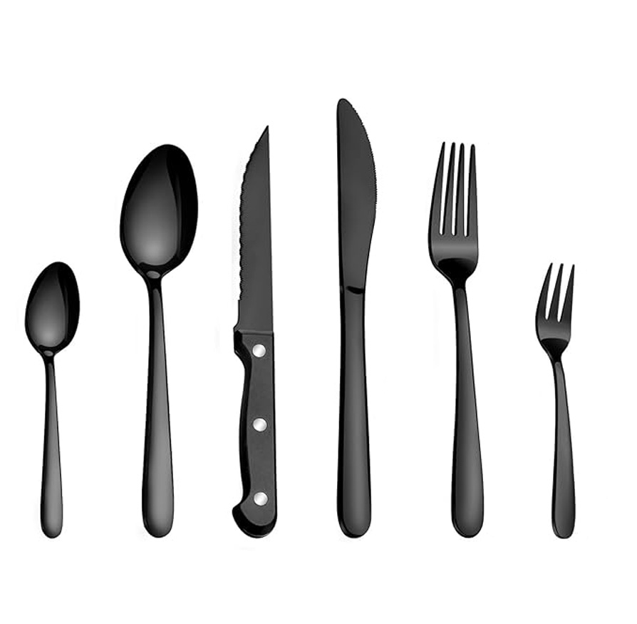 Cubertería negra lisa