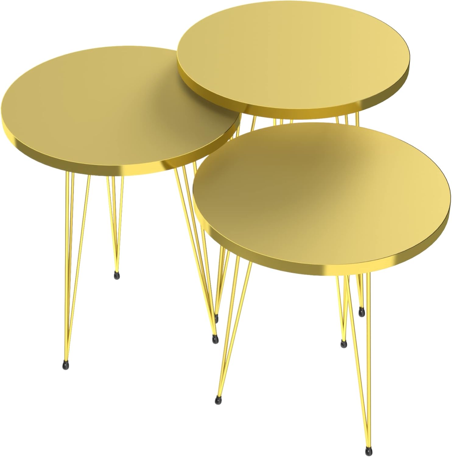 Set tres mesas doradas
